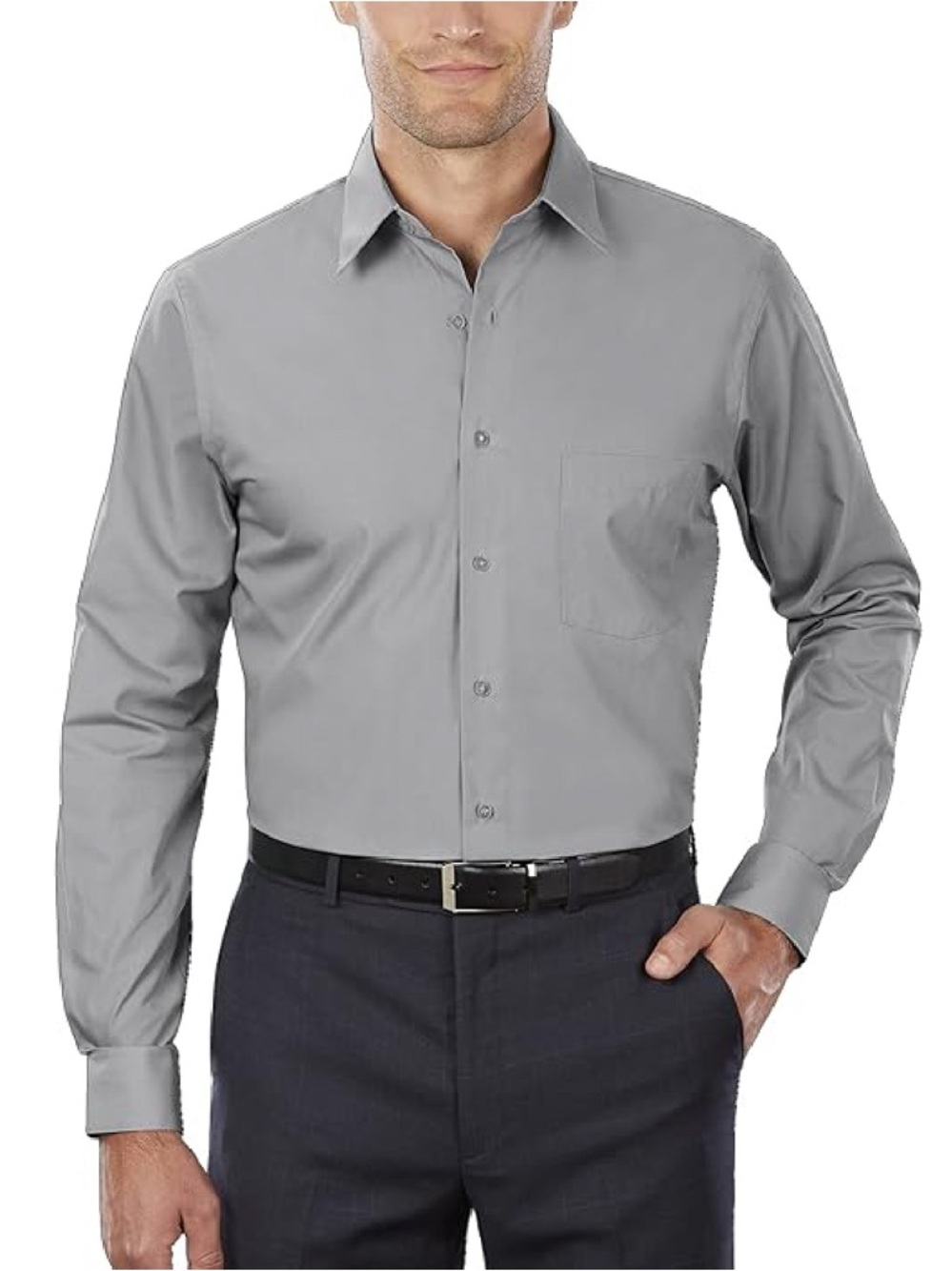 Van Heusen NWT Wrinkle Free Poplin Dress Shirt Greystone Size 18 36/37 2XL